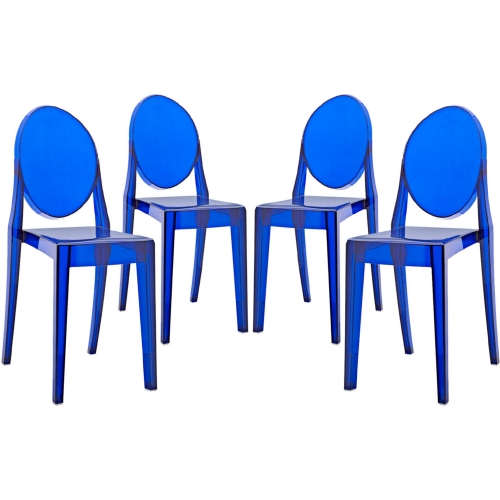 Casper Dining Chairs in Blue Polycarbonate (Set of 4)