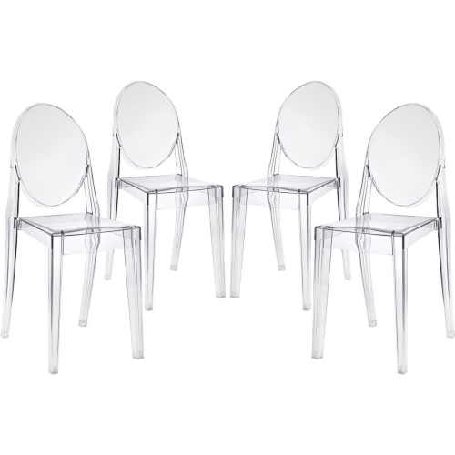 Casper Dining Chair in Clear Polycarbonate (Set of 4)