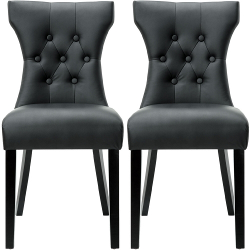 Silhouette Dining Side Chair in Black Leatherette (Set of 2)