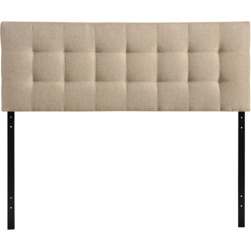 Lily Queen Tufted Leatherette Headboard in Beige