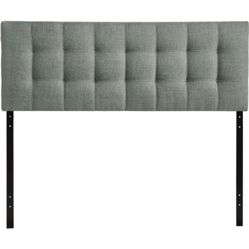 Lily Queen Tufted Leatherette Headboard in Gray