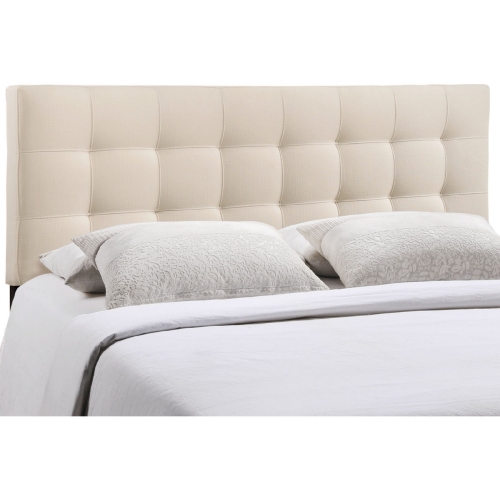 Lily Queen Tufted Fabric Headboard in Ivory