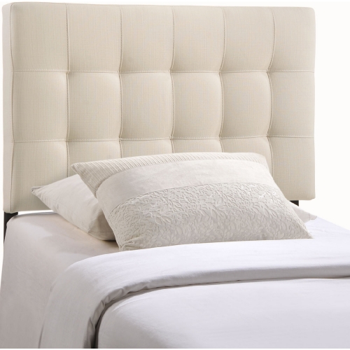 Lily Twin Tufted Fabric Headboard in Ivory