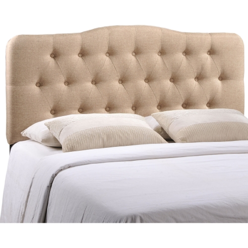 Annabel Queen Tufted Beige Fabric Headboard