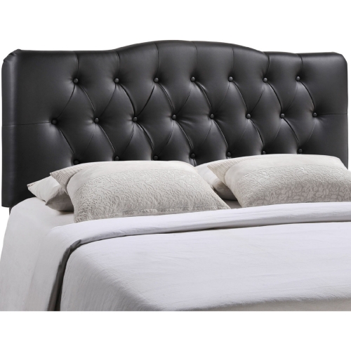 Annabel Queen Tufted Black Leatherette Headboard