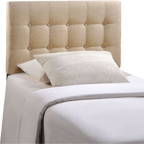 Emily Twin Tufted Beige Fabric Headboard