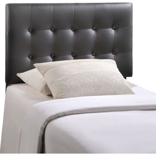 Emily Twin Tufted Black Leatherette Headboard