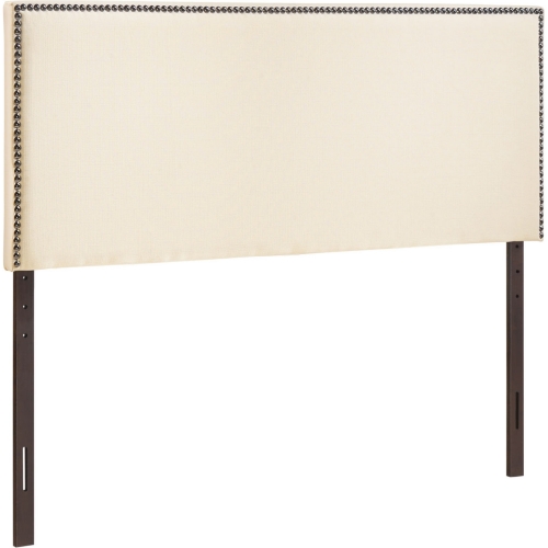 Region King Nailhead Upholstered Headboard in Ivory Linen