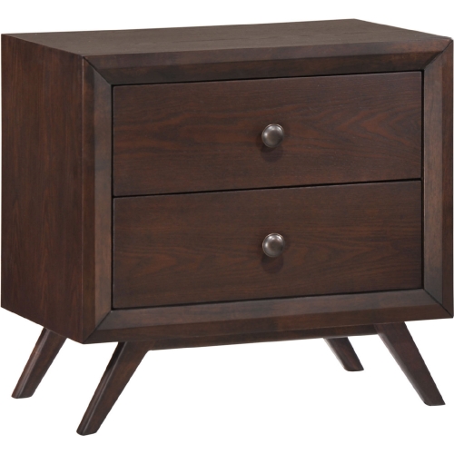 Tracy 2 Drawer Nightstand in Cappuccino Finish Wood