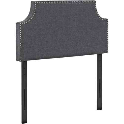 Laura Twin Fabric Headboard in Gray w/ Nailhead Trim