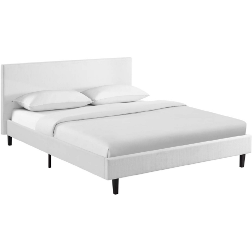 Anya Queen Bed in White Fabric