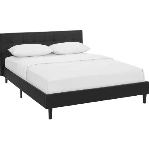 Linnea Full Bed in Tufted Black Leatherette