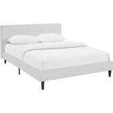 Linnea Queen Bed in Tufted White Leatherette