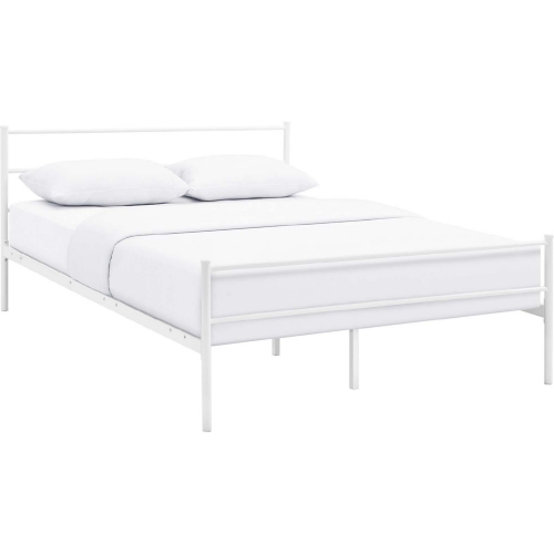 Alina Full Platform Bed Frame in White Powder Coated Steel