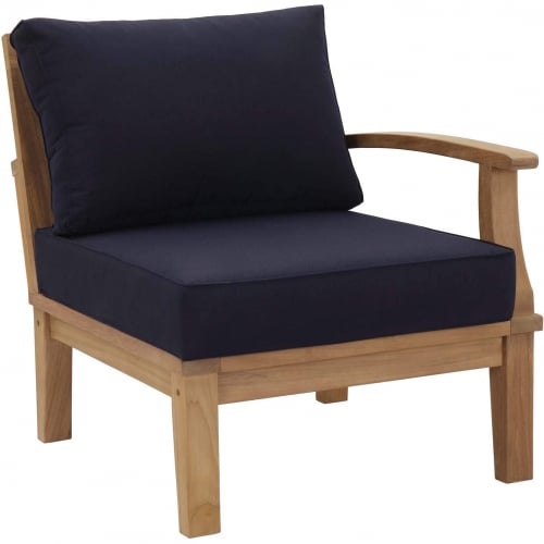 Marina Outdoor Sectional Sofa Unit Right Facing Sofa in Teak & Navy