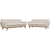 Engage Sofa & Loveseat Set in Tufted Beige Fabric