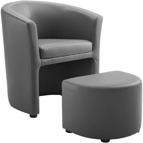 Divulge Arm Chair & Ottoman in Gray Leatherette