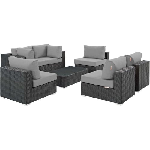 Sojourn 7 Piece Outdoor Sectional Sofa Set w/ Gray Sunbrella&reg;