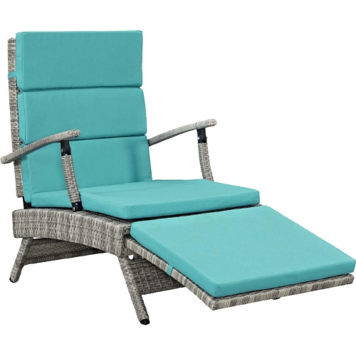 Envisage Outdoor Poly Wicker Lounge Chair in Gray & Turquoise