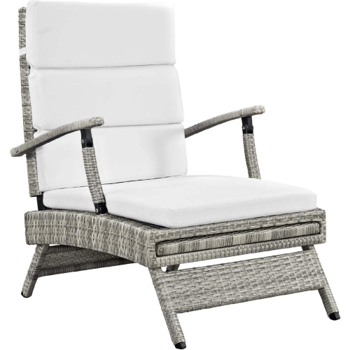 Envisage Outdoor Poly Wicker Lounge Chair in Gray & White