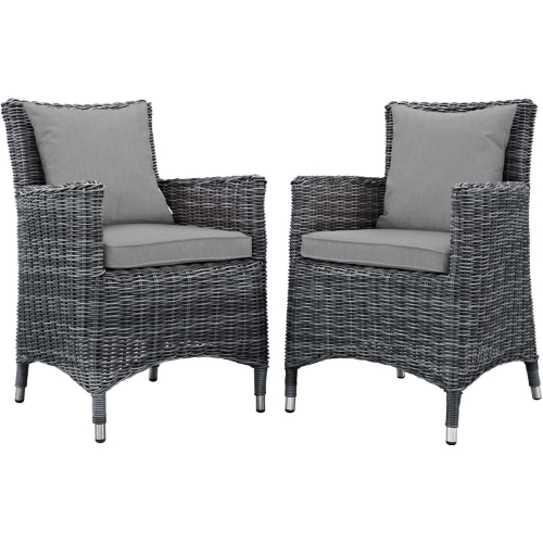 Summon Outdoor Sunbrella&reg; Dining Chair in Gray Rattan & Grey (Set of 2)