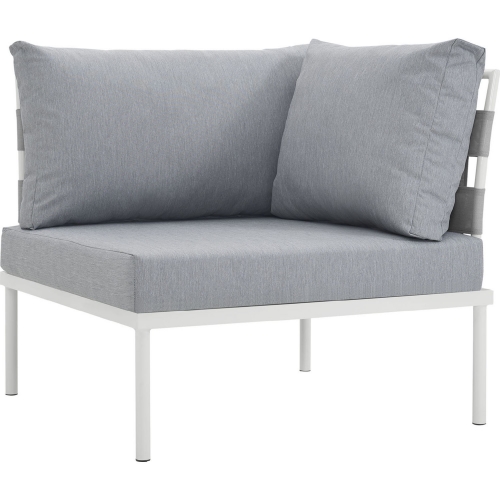 Harmony Outdoor Sectional Sofa Unit Corner Sofa in White Metal & Gray