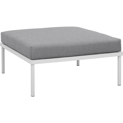 Harmony Outdoor Ottoman in White Metal & Gray