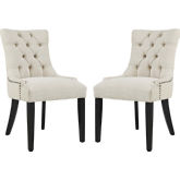 Regent Dining Chair in Tufted Beige Fabric (Set of 2)