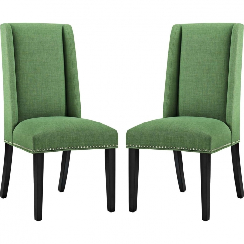 Baron Dining Chair in Green Fabric w/ Nailhead (Set of 2)