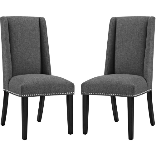 Baron Dining Chair in Gray Fabric w/ Nailhead (Set of 2)