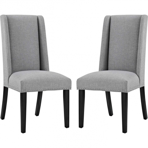 Baron Dining Chair in Light Gray Fabric w/ Nailhead (Set of 2)