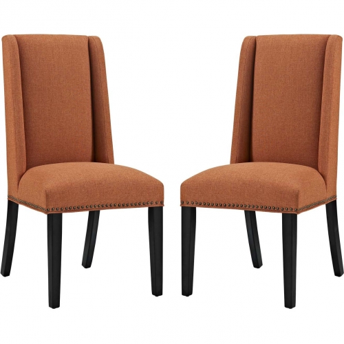 Baron Dining Chair in Orange Fabric w/ Nailhead (Set of 2)