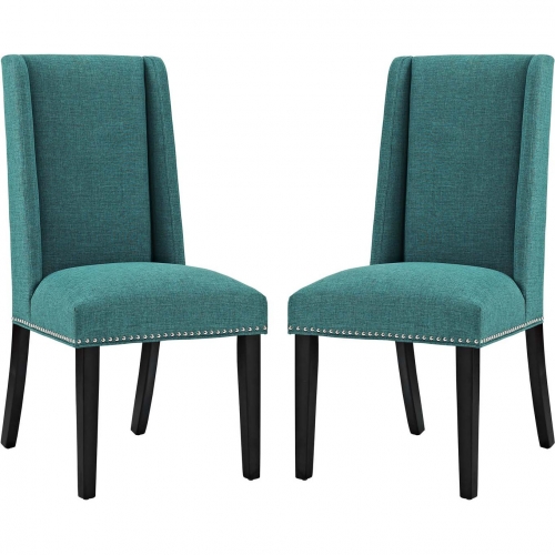 Baron Dining Chair in Teal Fabric w/ Nailhead (Set of 2)