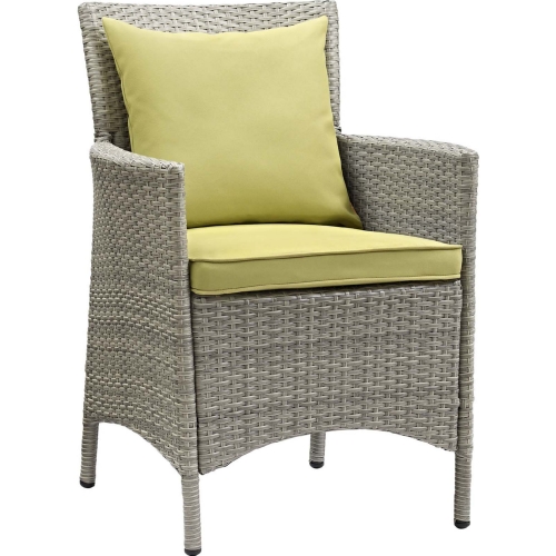 Conduit Outdoor Dining Arm Chair in Grey Rattan & Peridot Fabric