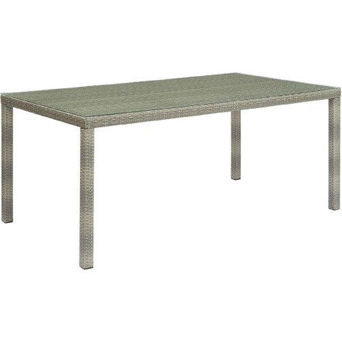 Conduit Outdoor Patio 70" Dining Table in Light Grey Rattan