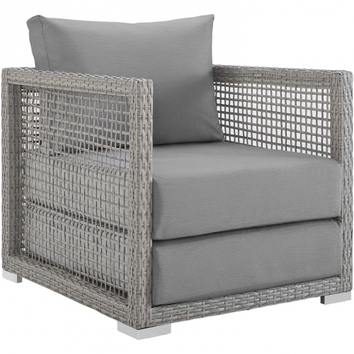 Aura Outdoor Poly Rattan Arm Chair in Gray