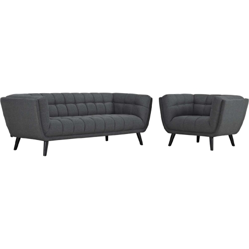 Bestow 2 Piece Sofa & Arm Chair Set in Gray Fabric