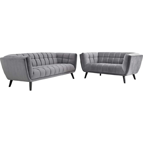 Bestow 2 Piece Sofa & Loveseat Set in Gray Velvet