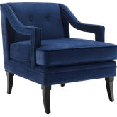 Concur Arm Chair in Button Tufted Navy Blue Velvet