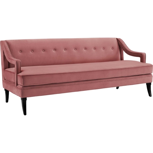 Concur Sofa in Button Tufted Dusty Rose Velvet