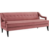 Concur Sofa in Button Tufted Dusty Rose Velvet