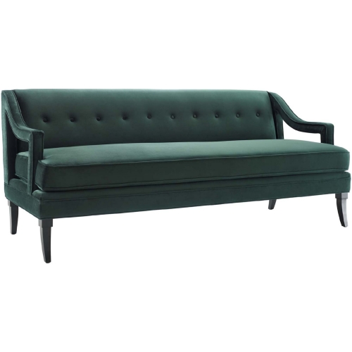 Concur Sofa in Button Tufted Green Velvet