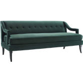 Concur Sofa in Button Tufted Green Velvet