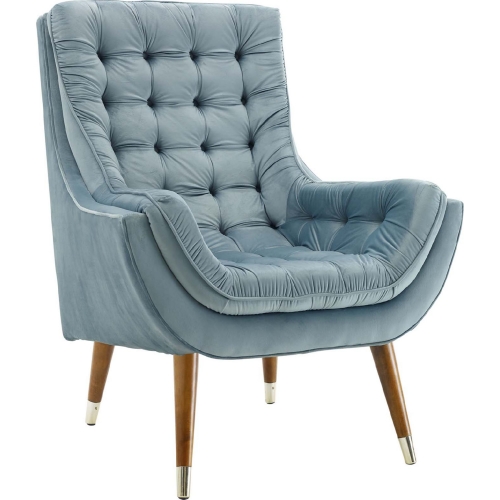 Suggest Lounge Chair in Button Tufted in Light Blue Velvet