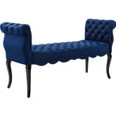 Adelia Chesterfield Tufted Bench in Navy Velvet