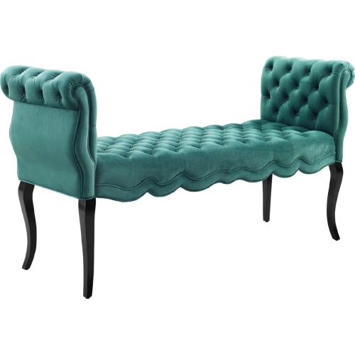 Adelia Chesterfield Tufted Bench in Teal Velvet