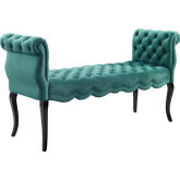 Adelia Chesterfield Tufted Bench in Teal Velvet