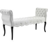 Adelia Chesterfield Tufted Bench in White Velvet