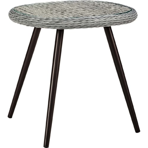 Endeavor Outdoor Patio Side Table in Grey Rattan