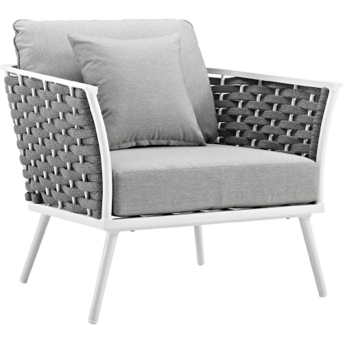 Stance Outdoor Arm Chair in White Aluminum & Grey Fabric